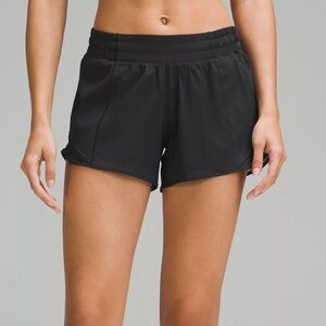 lululemon low rise 4’ pure black hotty hots